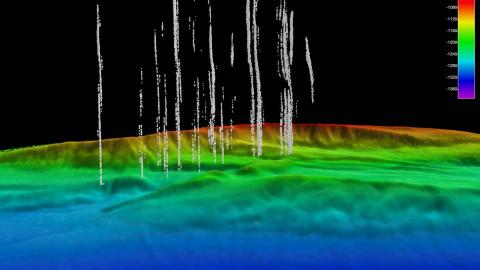 Water column survey screen with bubble plumes visible